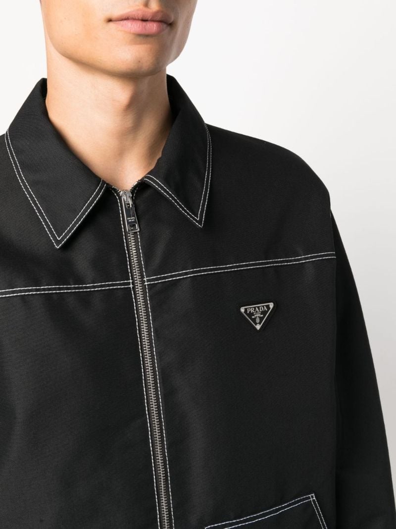 Black Contrast-stitch Shirt Jacket