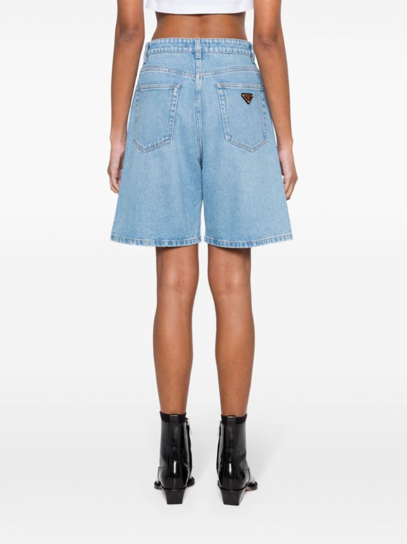 Blue Wide-leg Denim Shorts