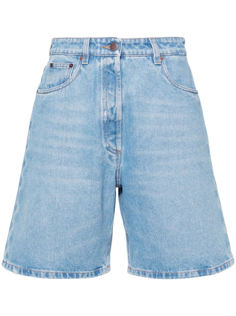 Blue Wide-leg Denim Shorts