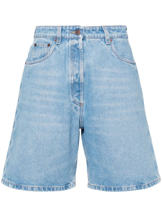 Blue Wide-leg Denim Shorts