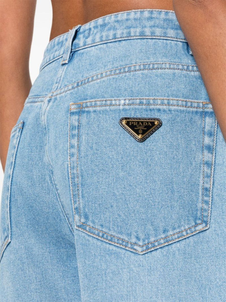 Blue Wide-leg Denim Shorts