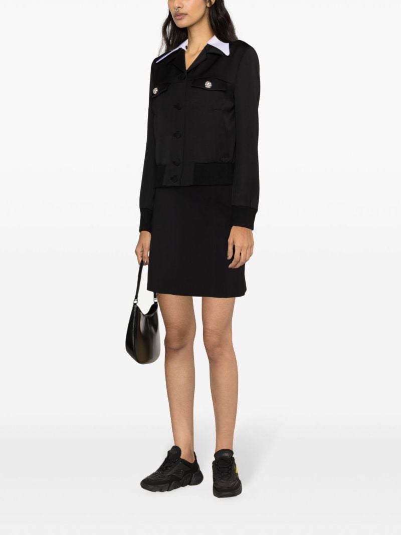 Black Virgin Wool Bomber Jacket