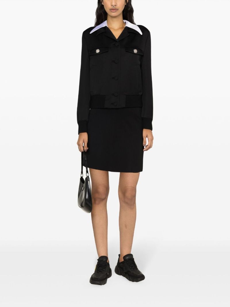 Black Virgin Wool Bomber Jacket