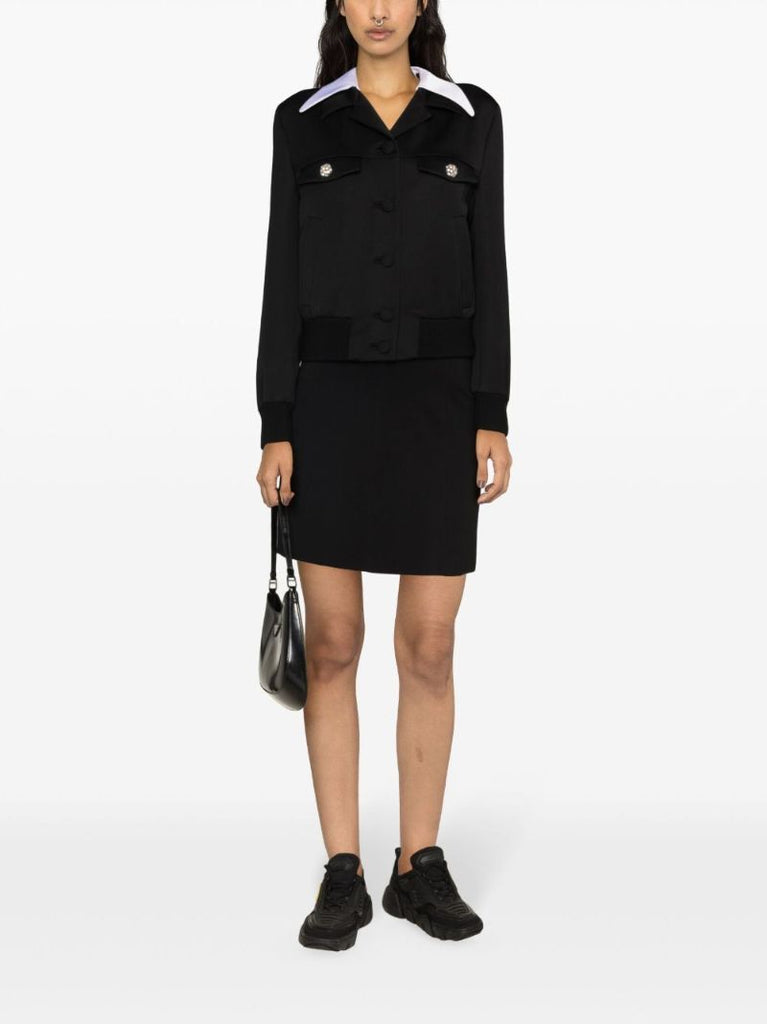 Black Virgin Wool Bomber Jacket