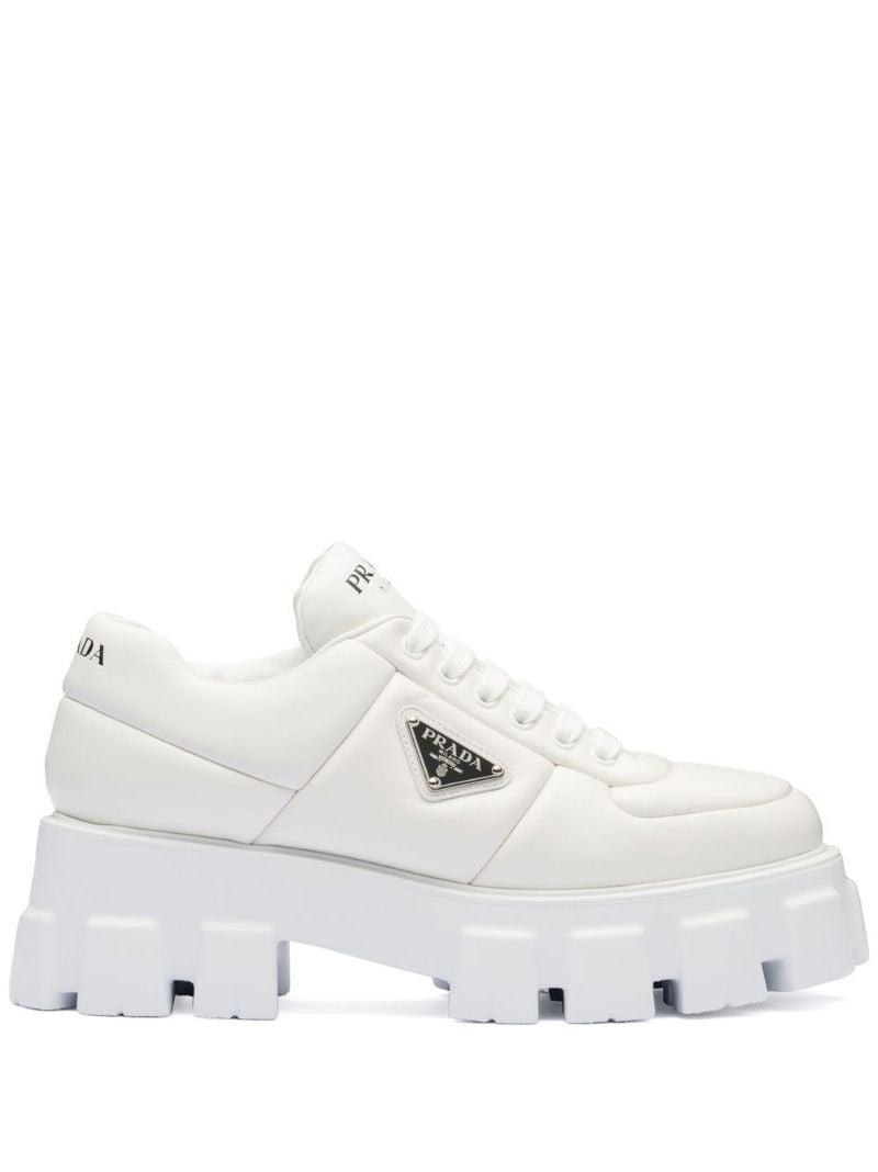 White Padded Leather Sneakers
