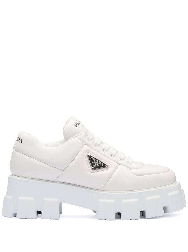 White Padded Leather Sneakers