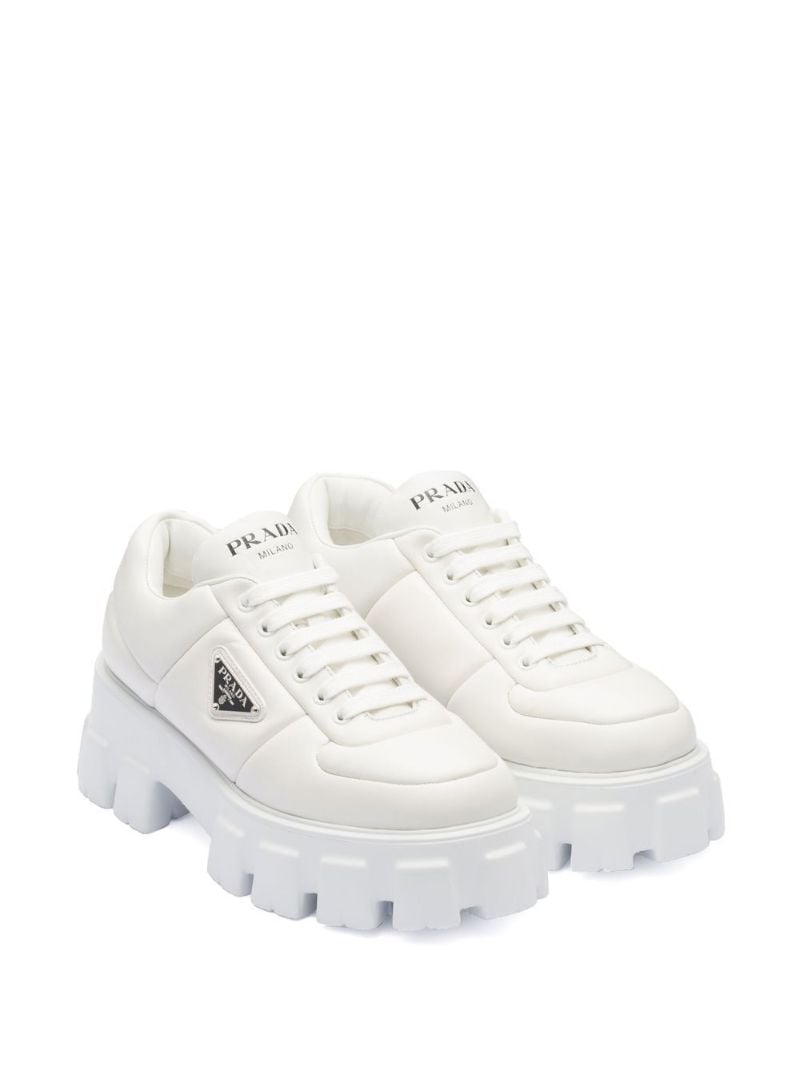 White Padded Leather Sneakers