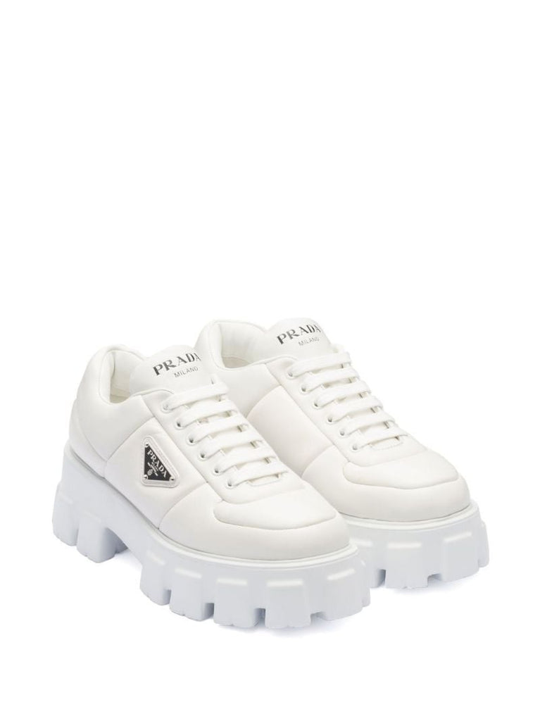 White Padded Leather Sneakers