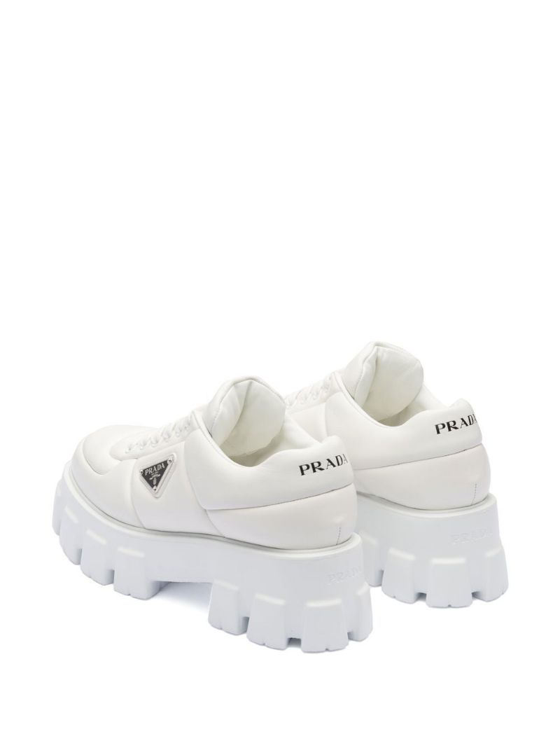 White Padded Leather Sneakers