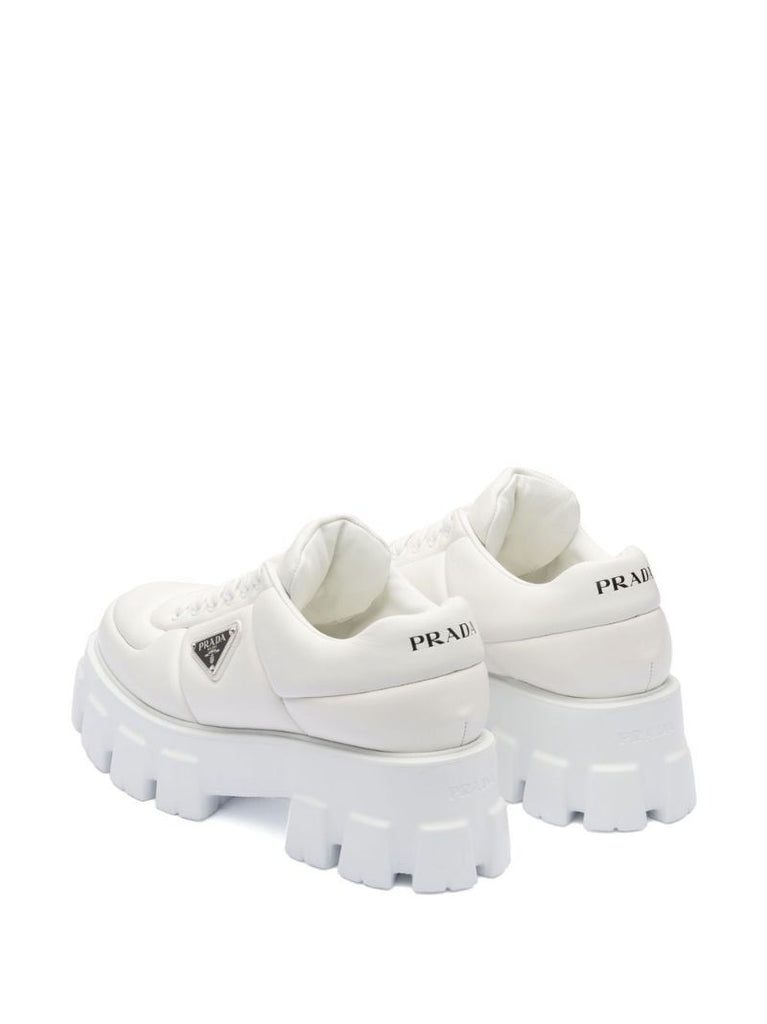 White Padded Leather Sneakers