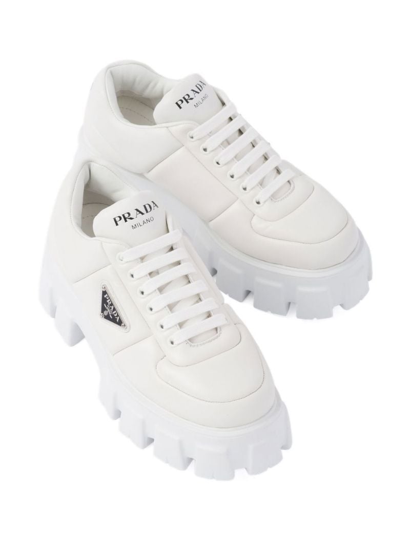 White Padded Leather Sneakers