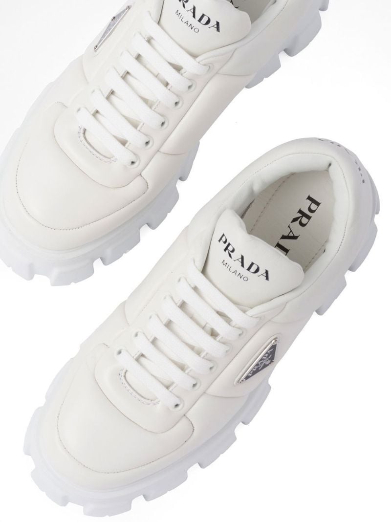 White Padded Leather Sneakers
