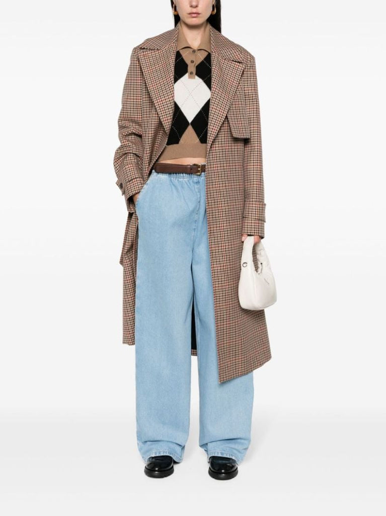 Blue Elasticated-waistband Wide-leg Jeans