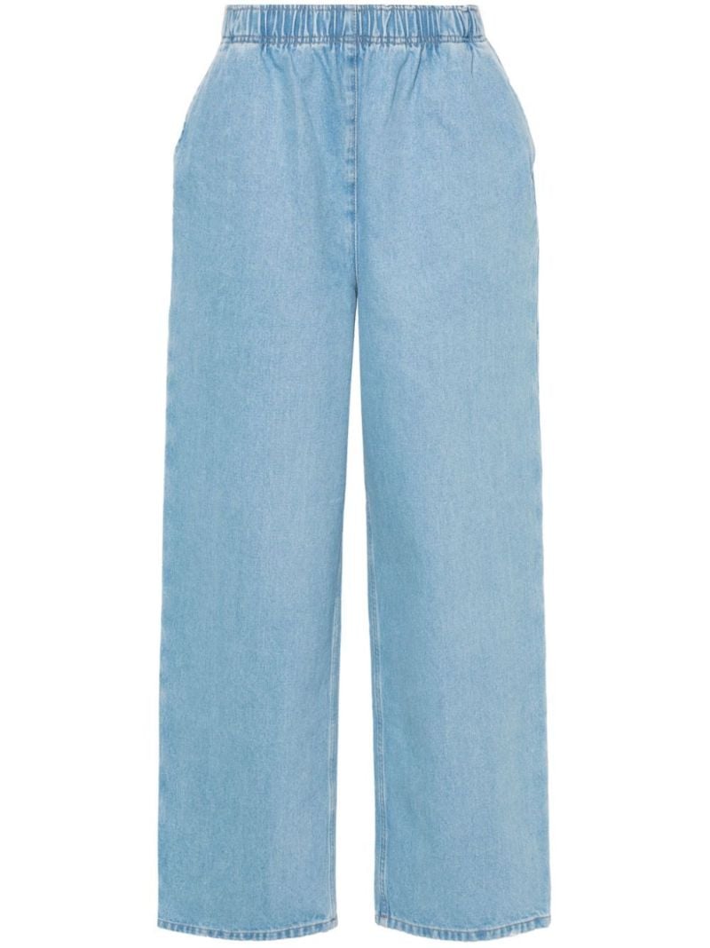 Blue Elasticated-waistband Wide-leg Jeans