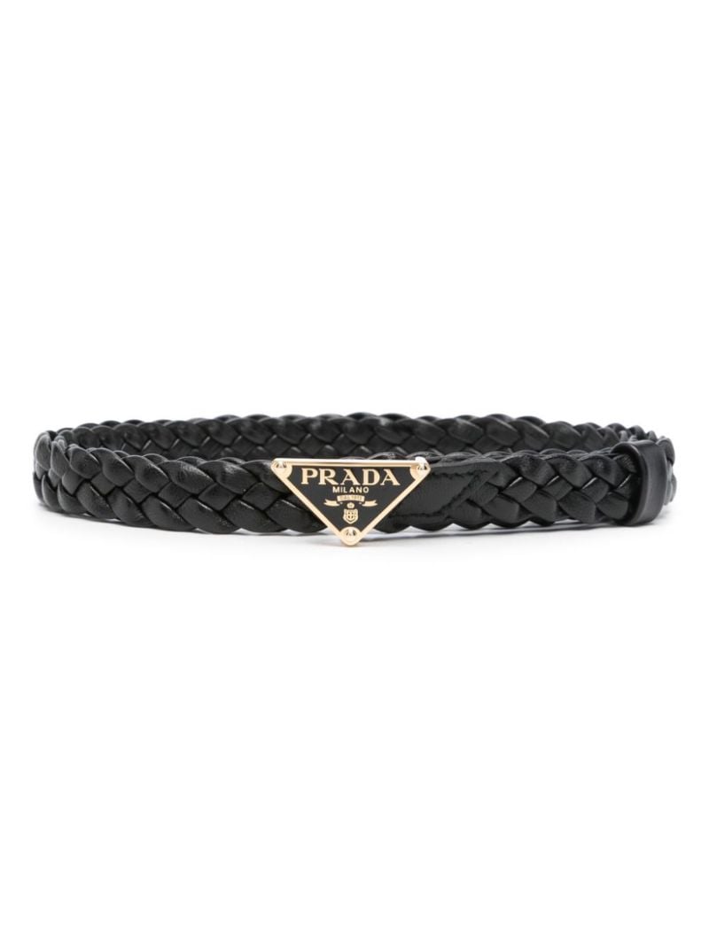 Black Enamel Triangle-logo Buckle Belt