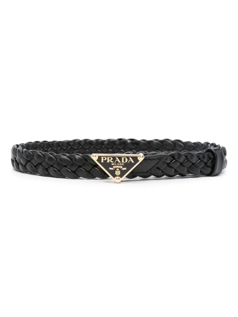 Black Enamel Triangle-logo Buckle Belt