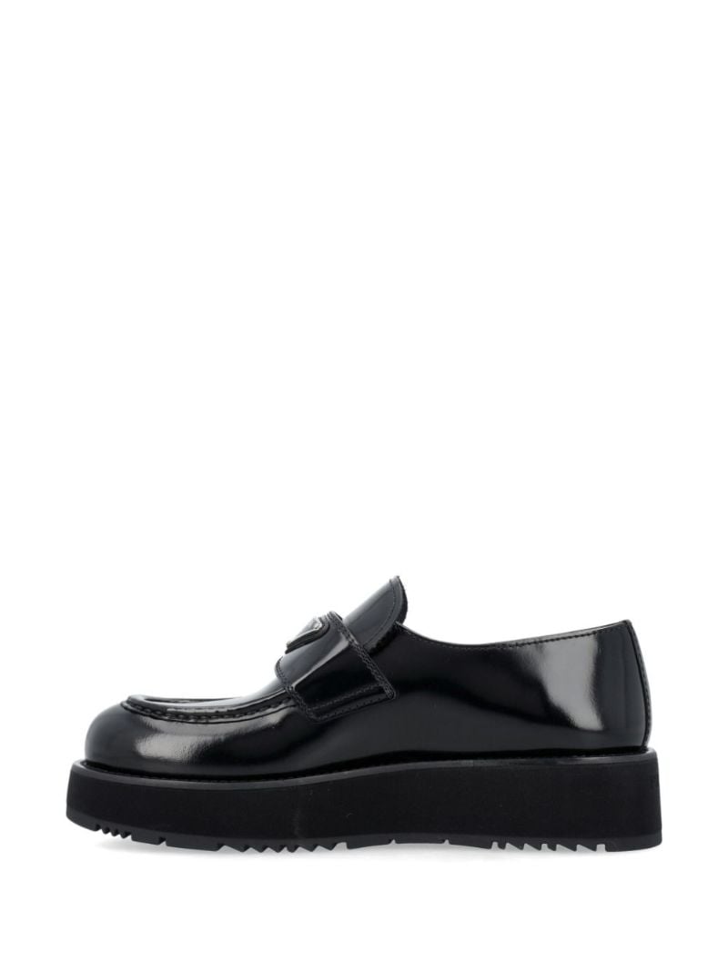 Black Triangle Logo Leather Loafers