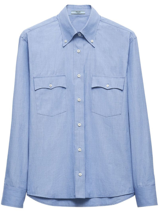 Blue Long-sleeve Cotton Shirt