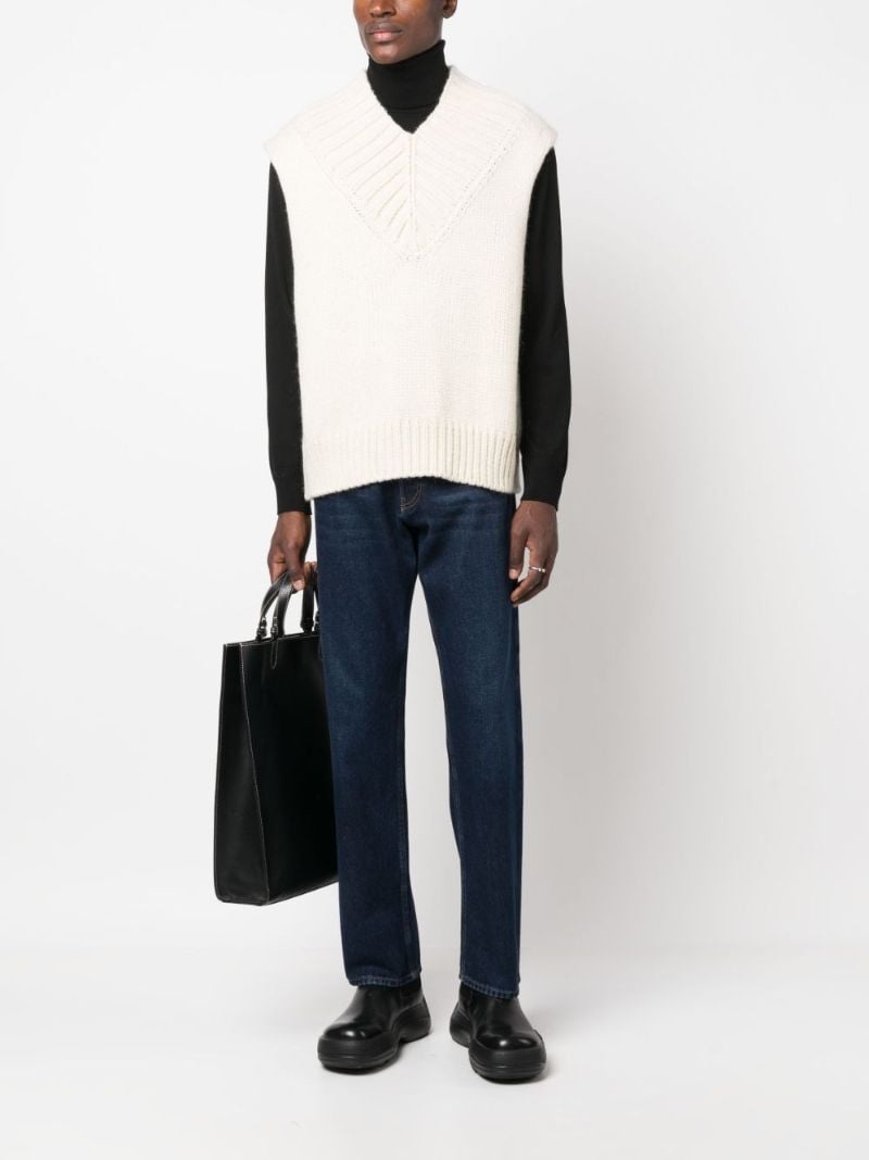 Blue Triangle-logo Straight-leg Jeans