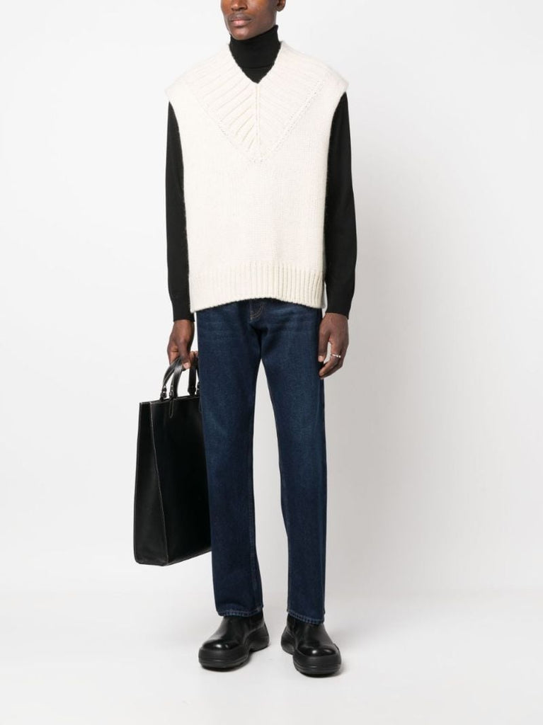 Blue Triangle-logo Straight-leg Jeans