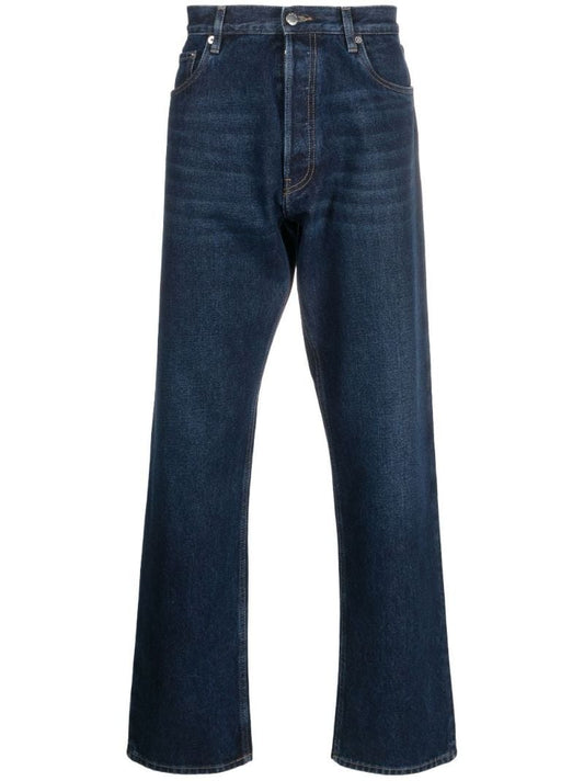 Blue Triangle-logo Straight-leg Jeans