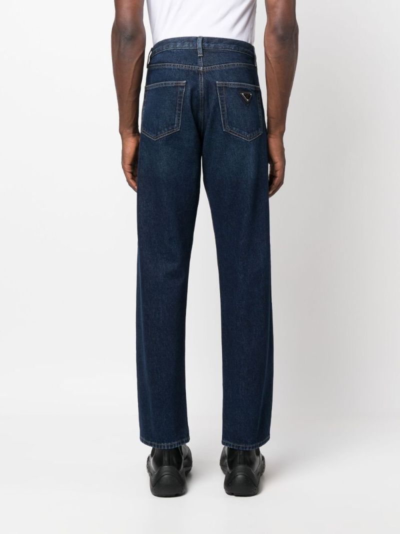 Blue Triangle-logo Straight-leg Jeans