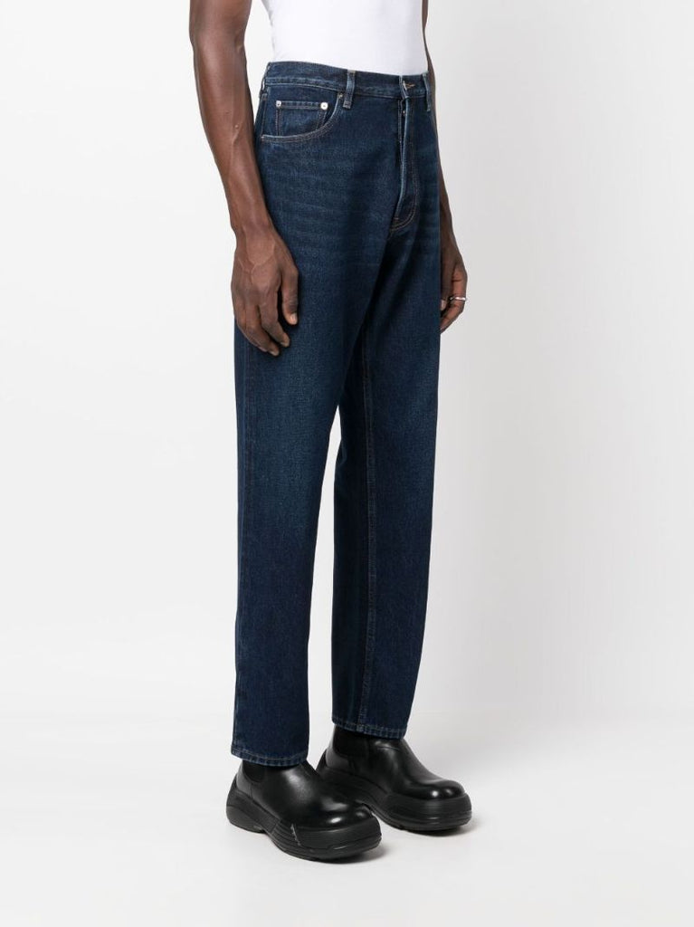 Blue Triangle-logo Straight-leg Jeans