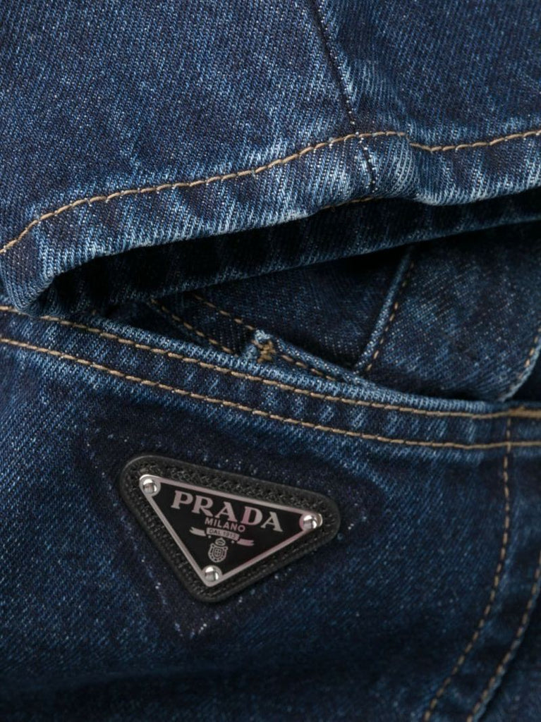 Blue Triangle-logo Straight-leg Jeans