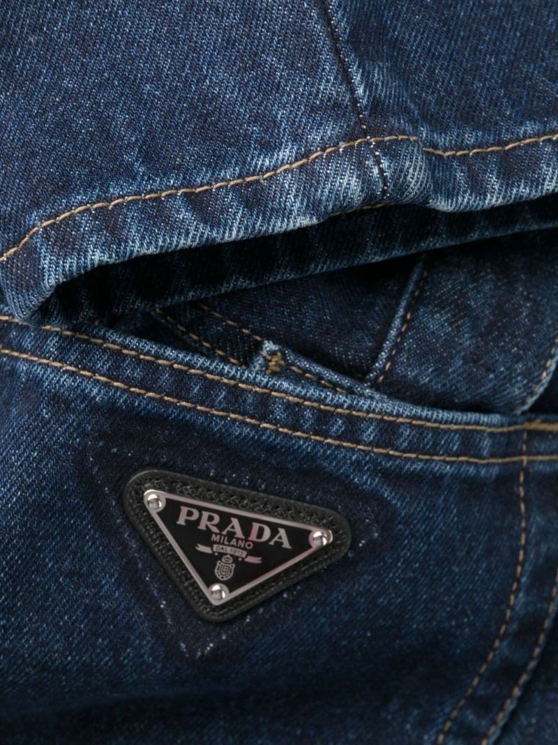 Blue Triangle-logo Straight-leg Jeans