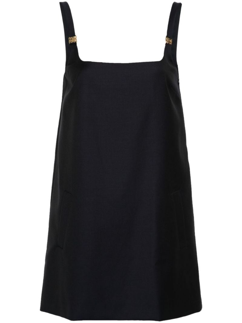 Blue Logo-lettering Wool Mini Dress