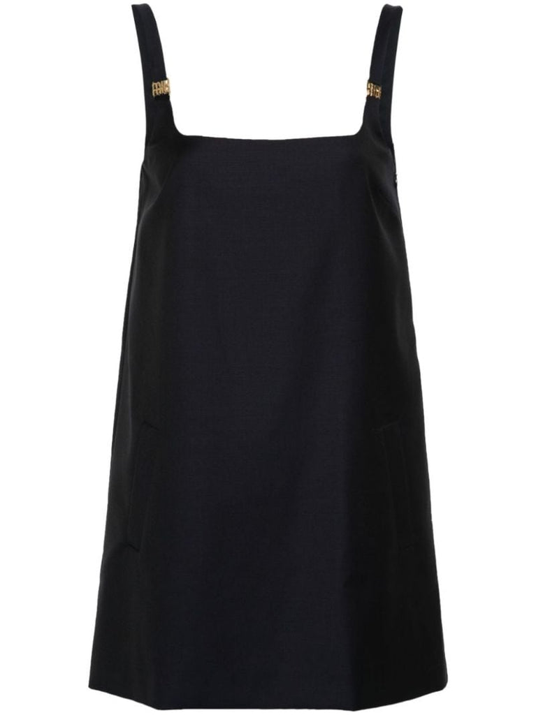 Blue Logo-lettering Wool Mini Dress
