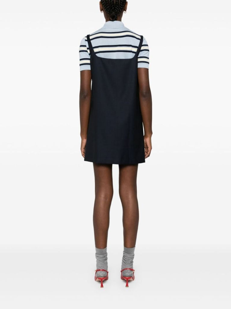 Blue Logo-lettering Wool Mini Dress