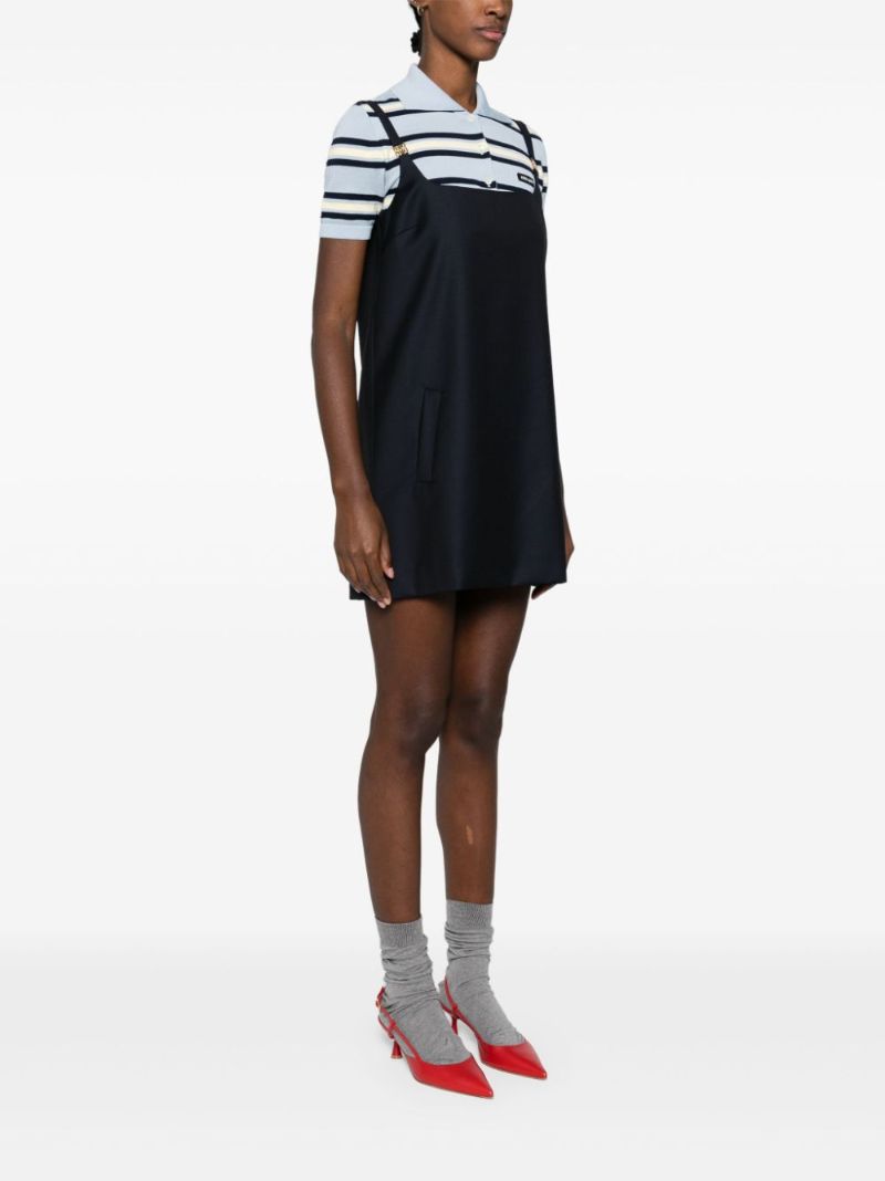 Blue Logo-lettering Wool Mini Dress