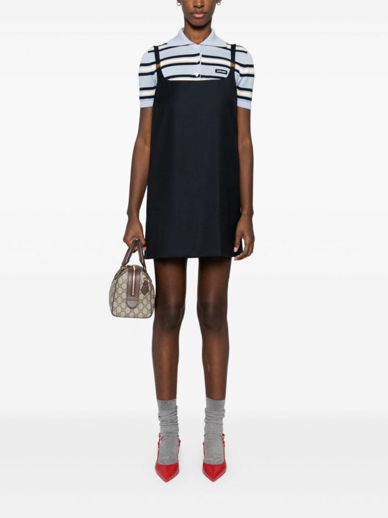 Blue Logo-lettering Wool Mini Dress