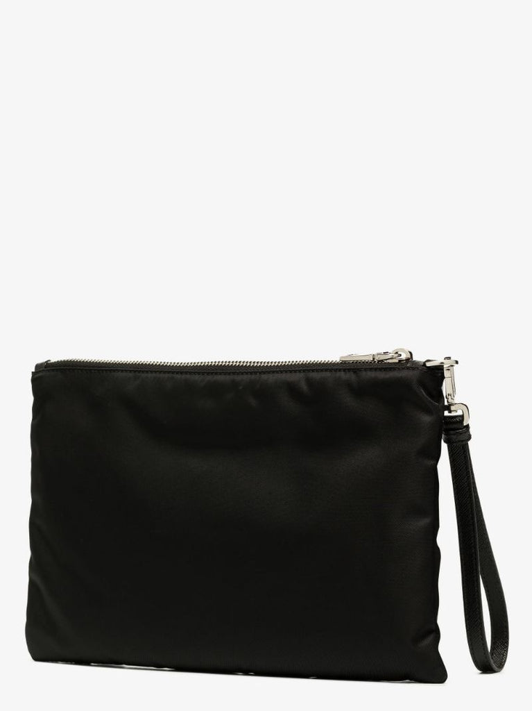 Black Re-nylon Logo Plaque Pouch Bag