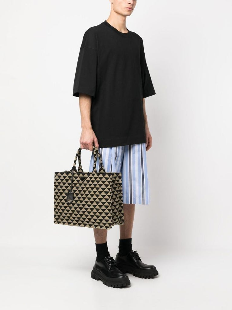 Black Large Symbole Embroidered Tote Bag