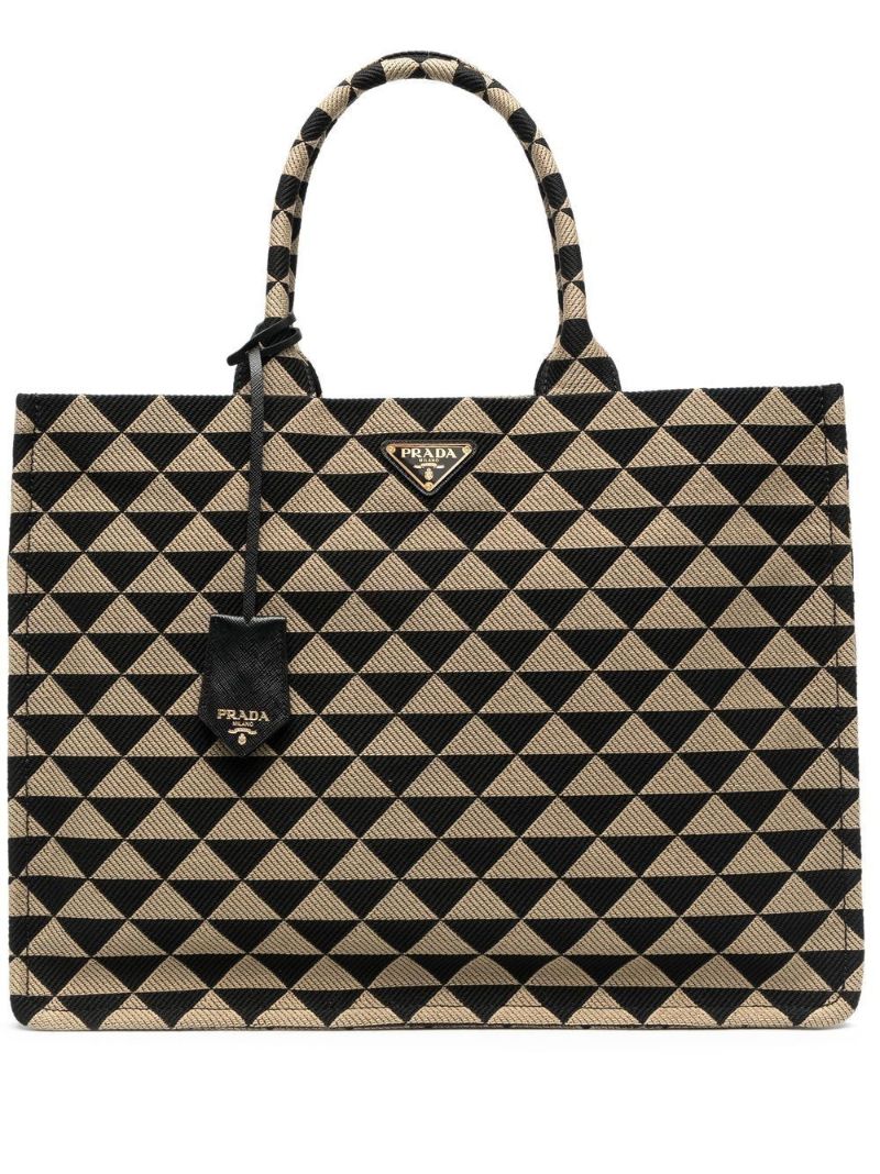 Black Large Symbole Embroidered Tote Bag
