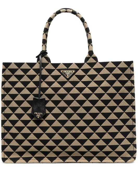 Black Large Symbole Embroidered Tote Bag