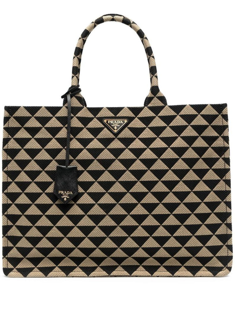 Black Large Symbole Embroidered Tote Bag