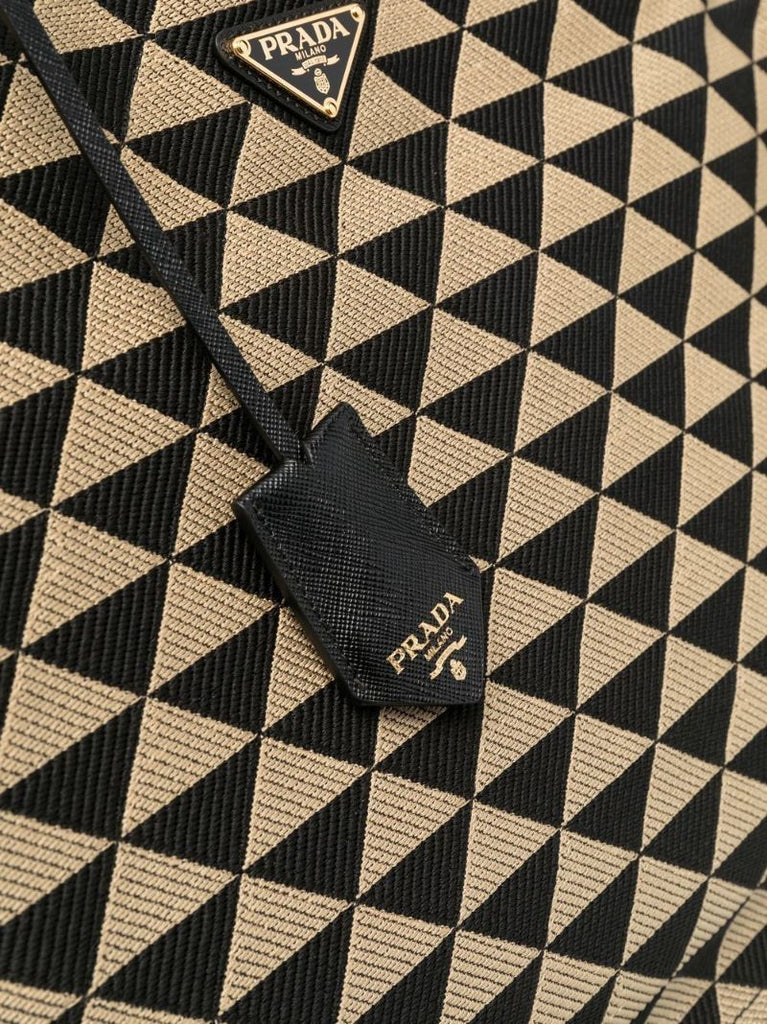 Black Large Symbole Embroidered Tote Bag