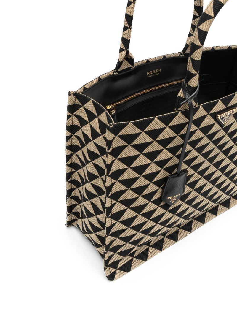 Black Large Symbole Embroidered Tote Bag