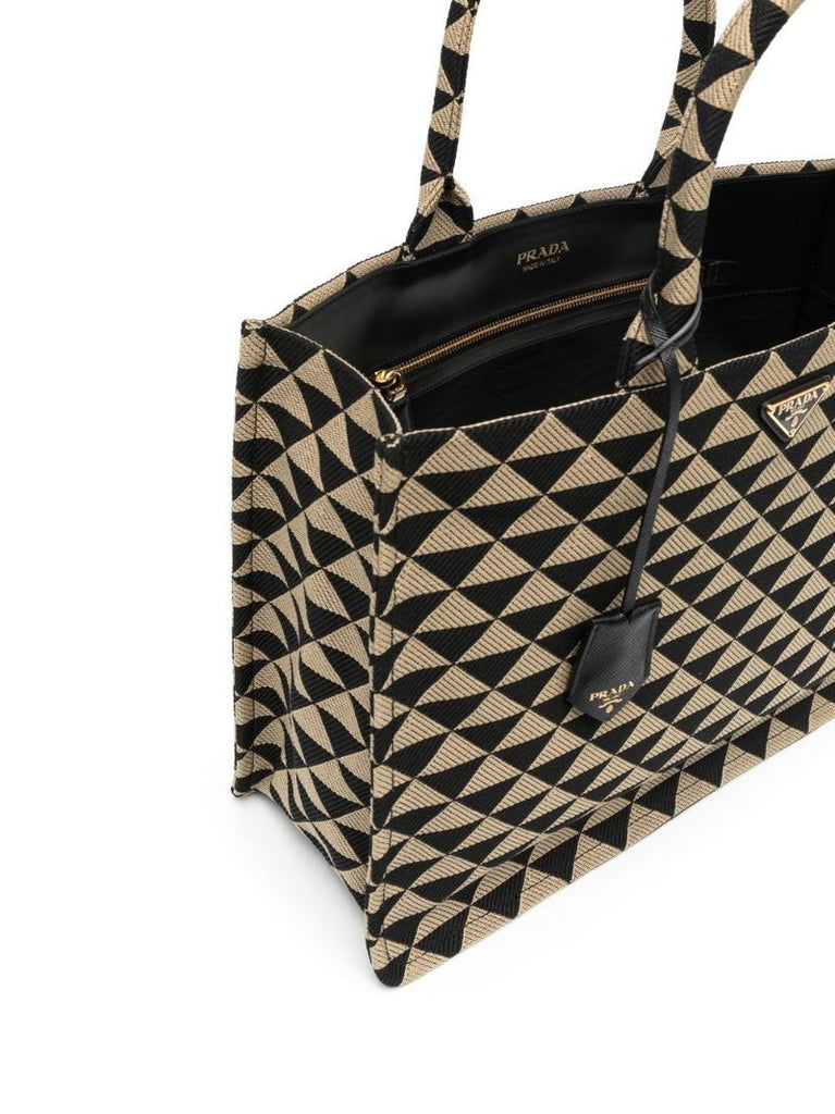Black Large Symbole Embroidered Tote Bag