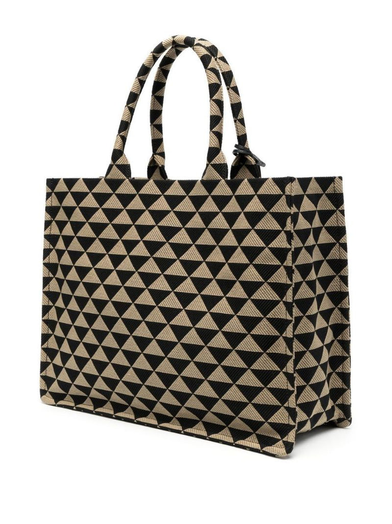 Black Large Symbole Embroidered Tote Bag