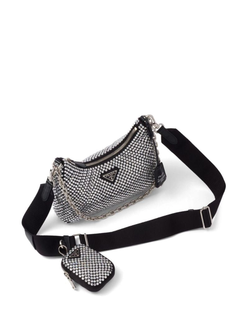 Black Re-edition 2005 Crystal Leather Shoulder Bag