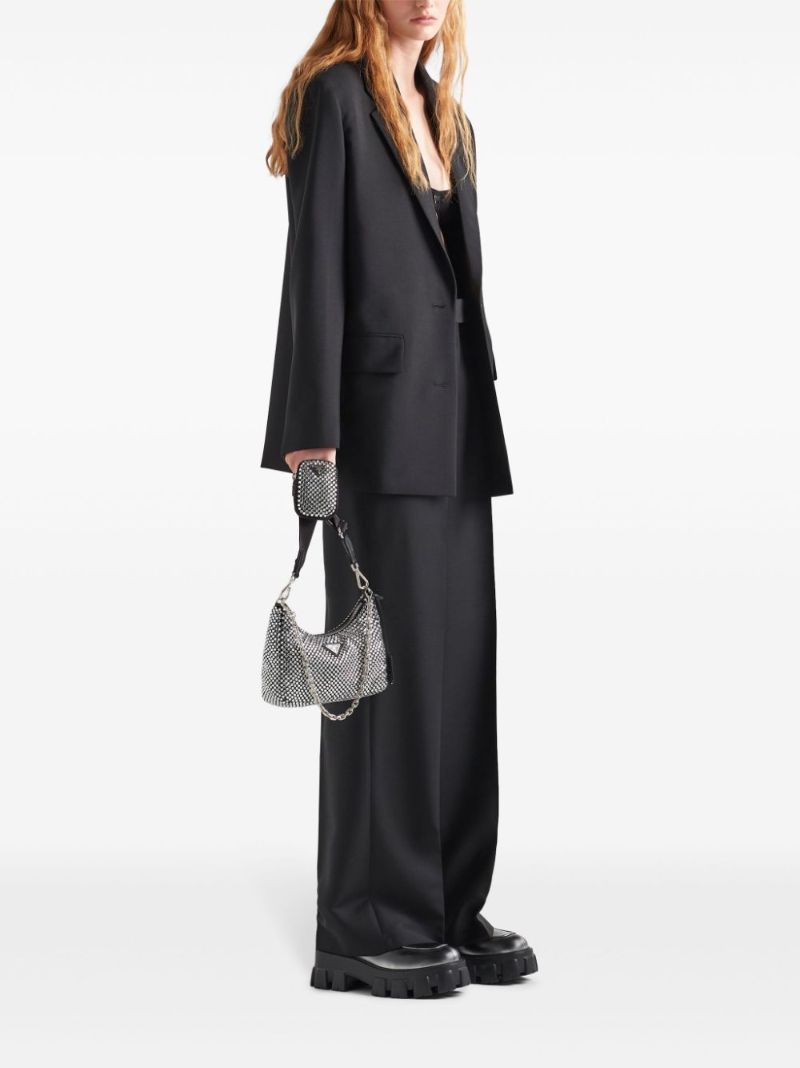 Black Re-edition 2005 Crystal Leather Shoulder Bag