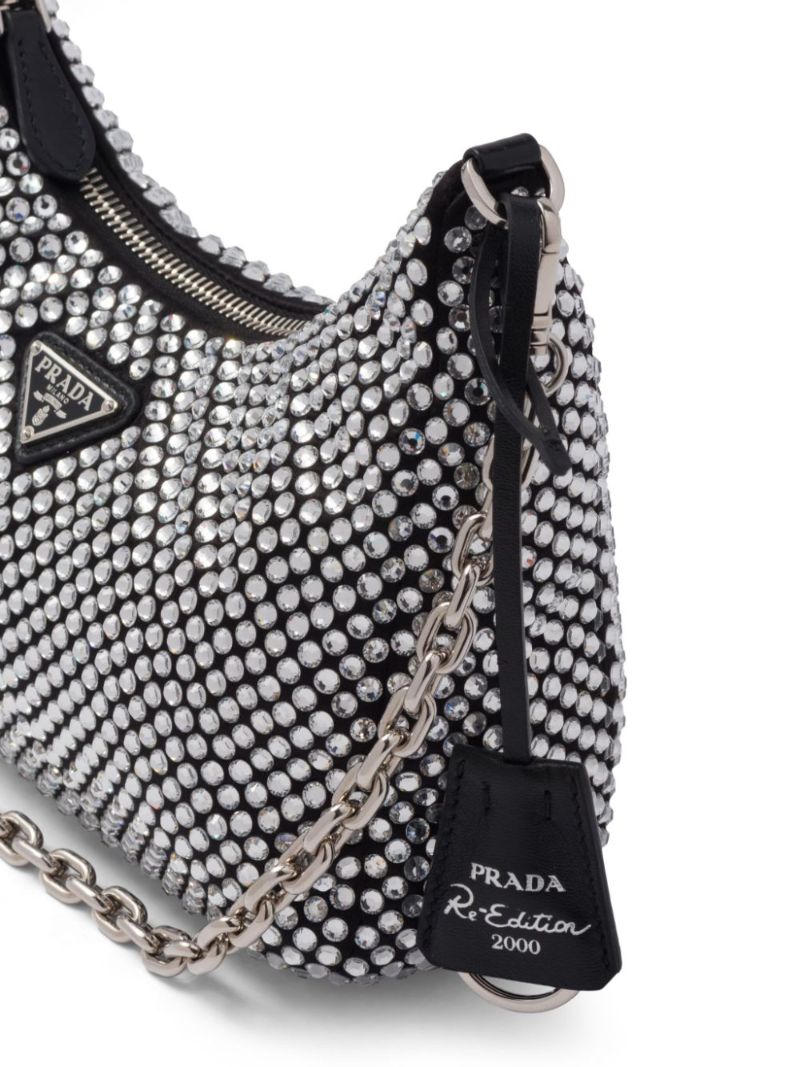 Black Re-edition 2005 Crystal Leather Shoulder Bag