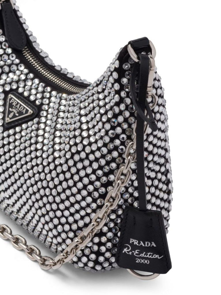 Black Re-edition 2005 Crystal Leather Shoulder Bag