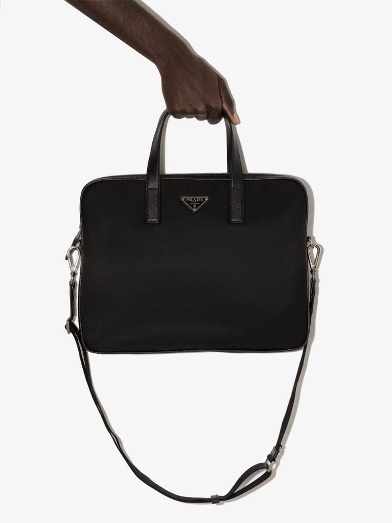 Black Re-nylon Logo Plaque Briefcase