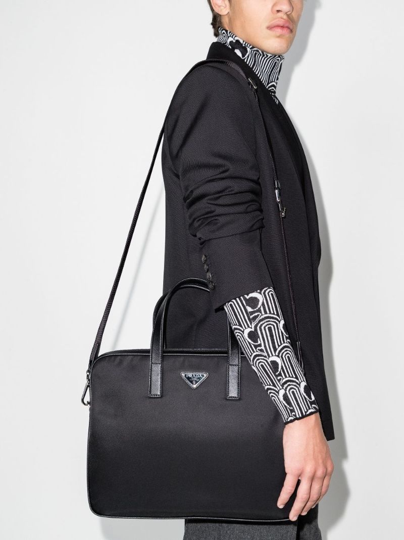 Black Re-nylon Logo Plaque Briefcase