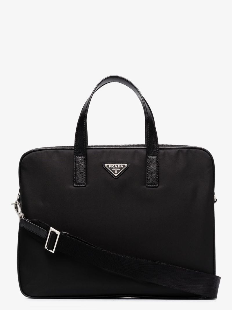 Black Re-nylon Logo Plaque Briefcase